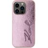 Karl Lagerfeld Wrinkled PU Signature Logo Case Aizsargapvalks priekš iPhone 15 Pro / rozā Neoriģinālie Maciņi