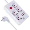 Maclean power strip, 4-socket extension cable + 3xUSB, 110-240V AC 50/60Hz, 2.1A max 2500W, 1.5m, white, MCE392 W Strāvas pagarinātāji