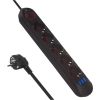 Maclean power strip, 5 socket extension cable + 3xUSB, 110-240V AC 50/60Hz, 2.1A max 2500W, 1.5m, black, MCE395 B Strāvas pagarinātāji