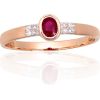 Золотое кольцо #1101144(Au-R+PRh-W)_DI+RB, Красное Золото 585°, родий (покрытие), Бриллианты (0,024Ct), Рубин (0,268Ct), Размер: 16, 1.18 гр. Ar dārgakmeņiem