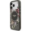 Guess IML Flowers Strap MagSafe Case Aizsargapvalks priekš iPhone 17 Pro / melns Neoriģinālie Maciņi