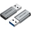 Vention USB 3.0 Male to USB-C Female Adapter Gray Aluminum Alloy Type Data USB kabeļi