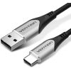 Vention Cotton Braided USB 2.0 A Male to C Male 3A Cable 1M Gray Aluminum Alloy Type Дата USB-кабели