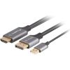 Lanberg HDMI (M) to Displayport (M) cable 4K, Black CA-HDDP-20CU-0018-BK 1.8 m  Кабель HDMI
