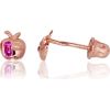 Zelta auskari-puseti ar skrūvēm #1200086(Au-R)_CZ-RO, Sarkanais Zelts 585°, Cirkoni, 0.35 gr. Puseti ar skrūvēm