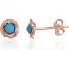 Zelta auskari-puseti #1201800(Au-R)_TRX, Sarkanais Zelts 585°, Tirkīzs (Imitācija), 0.5 gr. Puseti klasiskie