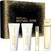 Set Michael Kors: Sexy Amber, Eau De Parfum, For Women, 100 ml + Sexy Amber, Eau De Parfum, For Women, 10 ml + Sexy Amber, Hydrates, Body Lotion, Body, 100 ml + Sexy Amber, Cleansing, Shower Gel, All Over The Body, For All Skin Types, 100 ml Dāvanu komplekti