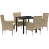 Vidaxl Zestaw do jadalni w ogrodzie z poduszką 5 pcs Beżowy Polirattan Lumarko! Dārza mēbeļu komplekti