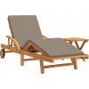 Vidaxl Leżak z poduszką i stołem w kolorze taupe, z litego drewna akacjowego Lumarko! Шезлонги и пляжные стулья
