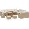 Zestaw Sof Ogrodowych vidaXL 14 Części z Poduszkami Beżowy Polirattan Akacja Dārza mēbeļu komplekti