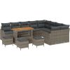Zestaw Sofy Ogrodowej vidaXL 13 z Poduszkami Szary Polirattan Dārza mēbeļu komplekti