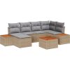 7-częściowy zestaw sof ogrodowych vidaXL z poduszkami Beżowy Polirattan Akacja Dārza mēbeļu komplekti