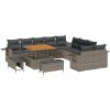 vidaXL Zestaw kanap ogrodowych 13 elementów z poduszkami szary rattan akacjowy Dārza mēbeļu komplekti