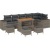 vidaXL Zestaw Sof Ogrodowych 10 Elementów z Poduszkami Szary Polirattan Akacja Dārza mēbeļu komplekti