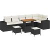 vidaXL 9-częściowy zestaw sofy ogrodowej z poduszkami czarny poli rattan akacja Dārza mēbeļu komplekti
