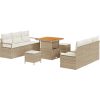 vidaXL 9-częściowy Zestaw Sof Ogrodowych z Poduszkami Beżowy Polirattan Akacja Dārza mēbeļu komplekti