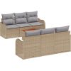 Zestaw Sofy Ogrodowej vidaXL 7 Części z Poduszkami Beżowy Polirattan Akacja Dārza mēbeļu komplekti