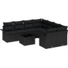 vidaXL 9-częściowy zestaw sof ogrodowych z poduszkami czarny polirattan Dārza mēbeļu komplekti