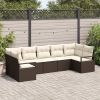 vidaXL 7-częściowy zestaw sof ogrodowych z poduszkami brązowy rattan syntetyczny Dārza mēbeļu komplekti
