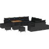 vidaXL 13-częściowy Zestaw Sof Ogrodowych z Poduszkami Czarny Polirattan Akacja Dārza mēbeļu komplekti