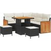 vidaXL 8-częściowy Zestaw Sofy Ogrodowej z Poduszkami Czarny Polirattan Akacja Dārza mēbeļu komplekti