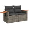9-częściowy zestaw sof ogrodowych vidaXL z poduszkami Szary Polirattan Akacja Dārza mēbeļu komplekti