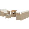 Zestaw sof ogrodowych vidaXL 8-częściowy z poduszkami Beżowy Polirattan Akacja Dārza mēbeļu komplekti