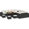 Vidaxl 14-elementowy zestaw sof ogrodowych z poduszkami Czarny Polirattan Akacja Dārza mēbeļu komplekti