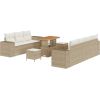 Vidaxl 10-częściowy zestaw sofy ogrodowej z poduszkami beżowy polirattan akacja Dārza mēbeļu komplekti