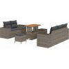 vidaXL 8-częściowy zestaw sof ogrodowych z poduszkami szary polirattan akacja Dārza mēbeļu komplekti