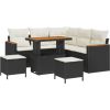 vidaXL 8 Elementowy Zestaw Sof Ogrodowych z Poduszkami Czarny Polirattan Akacja Dārza mēbeļu komplekti