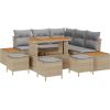Zestaw sof ogrodowych vidaXL 8-częściowy z poduszkami Beżowy Polirattan Akacja Dārza mēbeļu komplekti