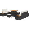 vidaXL 8-częściowy zestaw sof ogrodowych z poduszkami Czarny Polirattan Dārza mēbeļu komplekti