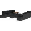 11-częściowy zestaw sof ogrodowych vidaXL z poduszkami czarny polirattan akacja Dārza mēbeļu komplekti
