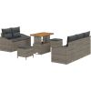 vidaXL 8-Częściowy Zestaw Sof Ogrodowych z Poduszkami Szary Polirattan Akacja Dārza mēbeļu komplekti