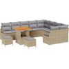 vidaXL 12-częściowy zestaw sof ogrodowych z poduszkami Beżowy Polirattan Akacja Dārza mēbeļu komplekti