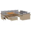 Vidaxl 13-częściowy zestaw sof ogrodowych z poduszkami beżowy polirattan akacja Dārza mēbeļu komplekti
