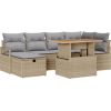 vidaXL Zestaw sofy ogrodowej 7 częściowy z poduszkami Beżowy Polirattan Dārza mēbeļu komplekti