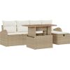 Zestaw sof ogrodowych vidaXL 6 części z poduszkami w kolorze kremowym z polirattanu Dārza mēbeļu komplekti