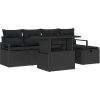 vidaXL 6-częściowy zestaw sofy ogrodowej z poduszkami Czarny Polirattan Dārza mēbeļu komplekti