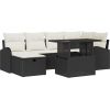 Vidaxl Zestaw sof ogrodowych 7-częściowy z poduszkami czarny polirattan Dārza mēbeļu komplekti