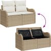 vidaXL Zestaw 6-częściowy sofy ogrodowej z poduszkami Beżowy Polirattan Dārza mēbeļu komplekti