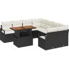vidaXL 9-częściowy Zestaw sofy ogrodowej z poduszkami Czarny Polirattan Dārza mēbeļu komplekti