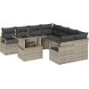 vidaXL 9-częściowy zestaw sof ogrodowych z poduszkami jasnoszary polirattan Dārza mēbeļu komplekti