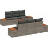 vidaXL Zestaw sof ogrodowych 7 części z poduszkami Szary Polirattan Akacja Dārza mēbeļu komplekti