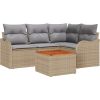 vidaXL 5-częściowy zestaw sof ogrodowych z poduszkami Beżowy Polirattan Akacja Dārza mēbeļu komplekti