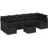 Zestaw sof ogrodowych vidaXL 8 części z poduszkami czarny polirattan Dārza mēbeļu komplekti