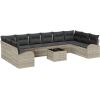 vidaXL Zestaw sofy ogrodowej 11 elementów z poduszkami Szary Polirattan Dārza mēbeļu komplekti