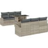 vidaXL Zestaw 7 częściowy sof ogrodowych z poduszkami jasnoszary polirattan Dārza mēbeļu komplekti