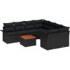 vidaXL 9-częściowy zestaw sof ogrodowych z poduszkami Czarny polirattan akacja Dārza mēbeļu komplekti